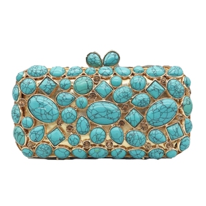 Elegante <span class=keywords><strong>Bolso</strong></span> de Noche de Ágata Azul para Dama, Diseño de Lujo con Gemas <span class=keywords><strong>Turquesa</strong></span>, Bolsos de Mano con Pedrería para Boda y <span class=keywords><strong>Fiesta</strong></span> - Product Image 1