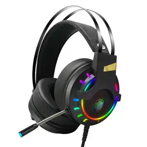 Headset Gaming LED, Headset Kabel Komputer Desktop Game Kafe Internet Stereo Terpasang