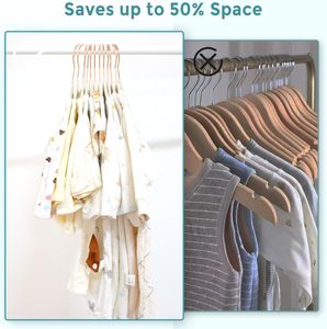 Wholesale 30 Pack Baby Velvet Hangers Space-Saving Baby Felt Hangers for Children's Closet with 10 <b>Clips</b> - Product Image 4