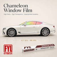 Kit d'outils pour film teinté FYL, film teinté caméléon pour vitres latérales et arrière, film teinté arc-en-ciel pour voiture VLT5-80% IRR65%+ UV99%