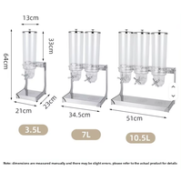 Distributeur de nourriture sèche transparent en PC, conteneur à céréales triple tête en acier inoxydable, distributeur de bonbons et de noix pour buffet