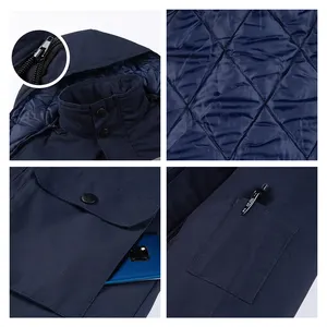 Profesyonel üretim özel kış moda sıcak dayanıklı Polyester pamuk çalışma kıyafetleri merhaba Vis tulum üniforma