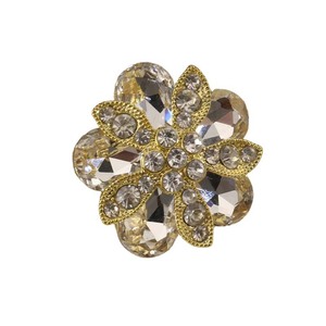 Broche en forme de fleur avec strass, en alliage de zinc, sertie de pierres, accessoire de fête pour femme, or rose - Product Image 4