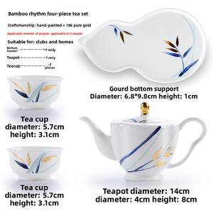 ชุดน้ำชาสำหรับใช้ในบ้าน ดีไซน์เรียบง่าย ทันสมัย วาดลายด้วยมือ เซรามิกคุณภาพสูง สไตล์จีน เหมาะเป็นของขวัญแต่งงาน ชุดดื่มชา ทำความสะอาดง่าย - Product Image 6