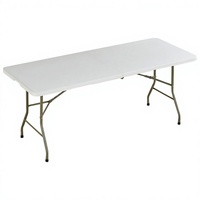 Table pliante en plastique HDPE blanc JDZZ-131 de 6 pieds pour événements et repas d'hôtel - Design moderne, écologique et portable
