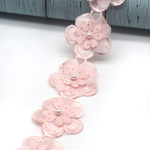 4.5cm Width Pearl Flower Beaded <strong>Embroidery</strong> DIY Accessories Sewing <strong>Material</strong> Just a Trim Bride Lace Trim Fabrics for Dresses - Product Image 6