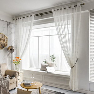 Cortinas transparentes de lino blanco francés <span class=keywords><strong>Amazon</strong></span> Comercio exterior transfronterizo Personalización de productos terminados transparentes - Product Image 4