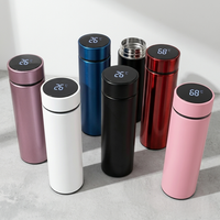 Cadeaux promotionnels avec logo personnalisé, thermos intelligent avec affichage de la température LED, bouteille d'eau en acier inoxydable, gourde isotherme de 16 oz