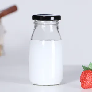 200ml ucuz fiyat boş gıda sınıfı kullanımı teneke kapaklı şeffaf cam süt puding şişesi