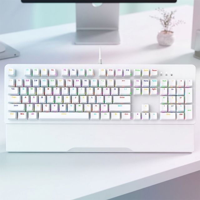 New 104-Key Layout Full-Size Customized Flower-Design RGB Backlit Mechanical Keyboard USB Type-C Interface for Office Home Use