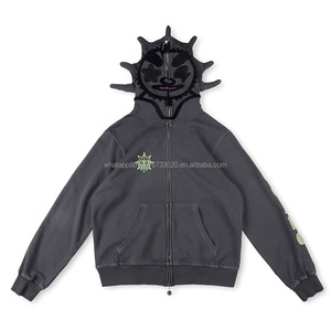 Người Đàn Ông Của Quần Áo Chất Lượng Hàng Đầu 100% Cotton Zip up Hoodies Áo Nỉ Tracksuits Đường Phố Cao Cổ Điển Nặng Glo Gang Cho Nam Giới - Product Image 5