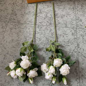 E-372 all'ingrosso rosa artificiale 7 teste di fiori di rosa inglese alla rinfusa fiori di seta fiori di rosa nuziale tessuto rosa rosa bianca - Product Image 3