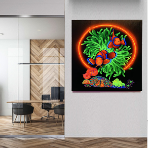 Peinture fluorescente de poisson, dessin animé, poisson, rock, fleur, peinture lumineuse, décoration d'aquarium - Product Image 5