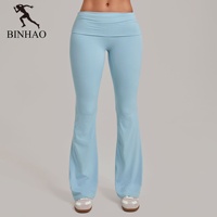 OEM/ODM Leggings de yoga pour femme, couleur unie, effet seconde peau, coupe évasée longue, taille haute, plissé, grande taille, 75% Nylon 25% Spandex