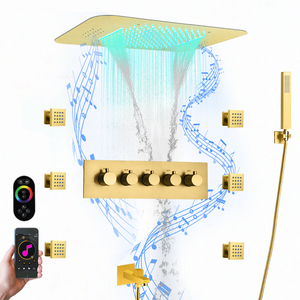 Soffione <span class=keywords><strong>doccia</strong></span> a soffitto da <span class=keywords><strong>incasso</strong></span> 23*15 pollici musica LED cascata a pioggia bagno sistema rubinetto <span class=keywords><strong>doccia</strong></span> <span class=keywords><strong>termostatico</strong></span> - Product Image 6