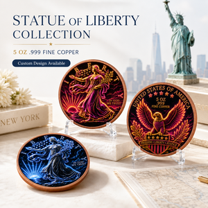 Pièce de monnaie Liberty du Quatrième de Juillet en cuivre fin 999 de 5 oz, 3D en relief, finition peinte UV effet proof-like, cadeau de célébration patriotique - Product Image 5