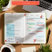 Agenda quotidien A5 avec impression anglaise, sangle adhésive, style créatif professionnel, carnet de planification hebdomadaire pour l'école