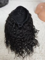 Perruques mi-longues Letsfly en cheveux humains, vague d'eau, à enfiler, mi-perruques entièrement faites à la machine, perruque à clips avec cordon de serrage, vente en gros 10A 200g