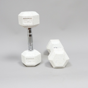 Ensemble d'haltères hexagonales en caoutchouc blanc de haute qualité sans odeur, 5 kg, pour entraînement complet du corps et musculation - Product Image 2