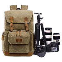 Haute qualité Vintage grande capacité sac pour appareil photo étanche Durable toile cirée sac à dos pour hommes étui pour appareil photo pour DSLR