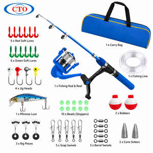 Canne à pêche télescopique complète CTO 43 pièces 1,60 m pour enfants, moulinet et canne en fibre de verre bleu roi, combo pour jeune pêcheur débutant - Product Image 3