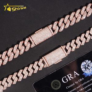 สร้อยคิวบาลิงค์เงินแท้ 925 ประดับเพชรโมอิสซาไนต์ ขนาด 12 มม. 13 มม. ชุบทองคำขาว ดีไซน์ฮิปฮอป ผ่านการทดสอบเพชร - Product Image 3