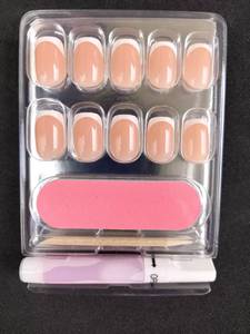 32 pièces/ensemble, faux ongles courts en gel souple, marque privée FS124, vente en gros, haute qualité, faux ongles français faits à la main, à presser - Product Image 3