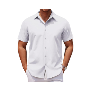 Coofandy nam mùa hè cưới giản dị áo sơ mi màu đơn Ngực Nút xuống tay áo ngắn nhăn miễn phí chống Đóng cọc - Product Image 1