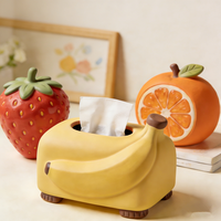 Nouvel Arrivage – Porte-Mouchoirs en Résine Amusant et Mignon en Forme de Fruit – Sculpture Personnalisée Orange, Banane, Poire, Fraise – Objet d'Art de Collection