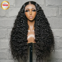 Perruques Lace Front sans colle en cheveux humains vierges bruts, style Water Wave, prêtes à porter, avec dentelle HD, 30 pouces, bouclées