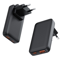 Chargeur rapide Global Ultra-Slim PD45W GaN avec deux ports USB-C/A-Charge rapide pour ordinateur portable/téléphone/voyage
