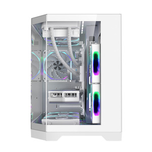 Boîtier de jeu M-ATX Mid Tower avec panneau en verre trempé et en maille. Support pour PC de jeu DIY de bureau de 240 mm. - Product Image 2