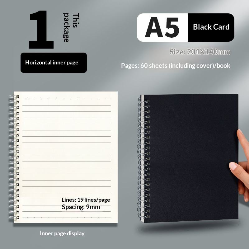 A5 black card horizontal line (60 cards/book)