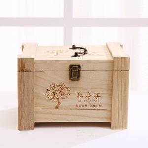 Nature color custom logo small wooden box with cover for tea
