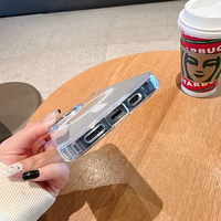 Casing Ponsel Cincin Magnetik Transparan untuk iPhone dengan Pengisian Daya Nirkabel Bahan TPU PC