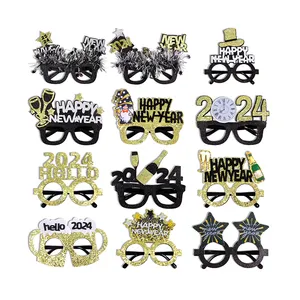 2024 New Year Glasses Photo Props Popular Happy New Year Party Decorations Supplies