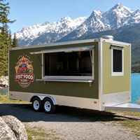 Remorque de restauration mobile professionnelle de 3 mètres carrés, camion de cuisine avec machine à glaçons et réservoir d'eaux usées à vendre