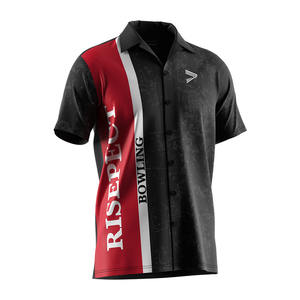 Camisa de bolos de manga corta con estampado de entrenamiento OEM botones camisas casuales para hombres - Product Image 3