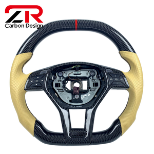 Volant sport en cuir véritable personnalisé en fibre de carbone pour Mercedes Benz <span class=keywords><strong>AMG</strong></span> W204 W205 W212 W213 W217 W218 - Product Image 1