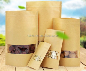 10*15 + 3cm Cà Phê Trà Gạo Hạt Snack kẹo đường Hạt Đóng gói đứng lên Túi Ziplock bao bì thực phẩm Túi giấy Kraft có cửa sổ - Product Image 4