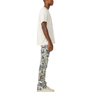 กางเกงยีนส์แฟชั่นลำลองสไตล์สตรีทฮิปฮอปทรงสลิมฟิต แต่งลายขาดรุ่ย ตะเข็บดิบ ลายพราง ทรงขาบานเล็กน้อย - Product Image 4