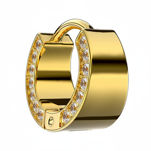 Aros de Acero Inoxidable Dakota Golden de 12 mm para Mujer, Modernos, Hipoalergénicos, con Cristales de Estrás para Fiesta - Product Image 2