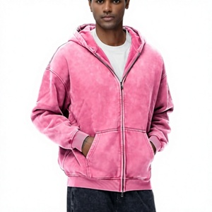 Sudadera con capucha para hombre de forro polar con doble cremallera, oversize, lavado ácido, vintage, de alto gramaje 360 GSM, 100% algodón, corte holgado y estilo baggy - Product Image 4