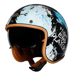 CYRIL DOT ECE Casque De Moto Visage Ouvert Rétro Vintage Casque Casco Cyclomoteurs vintage vélo Jet Pilot Capacete De Hommes Femmes