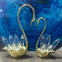 Nouveau design moderne cygne en cristal rétro or décoration d'intérieur artisanat décoratif de luxe ornements de mariage en métal accessoires de table