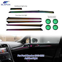 Pour Ford Mondeo 2013-2021, kit d'éclairage d'ambiance intérieur de voiture Glefon en gros, 64 couleurs, contrôle par application, plug and play, lampe d'ambiance