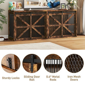 Jaula para perros estilo casa de campo americana, mueble de interior extra grande para perros, jaula para mascotas reforzada con tubos metálicos de doble cierre. - Product Image 2