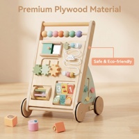 Porteur en bois pour bébé, jouet éducatif multifonctionnel Montessori, planche d'activités, labyrinthe de perles, engrenages, trieur de formes, boulier pour tout-petits