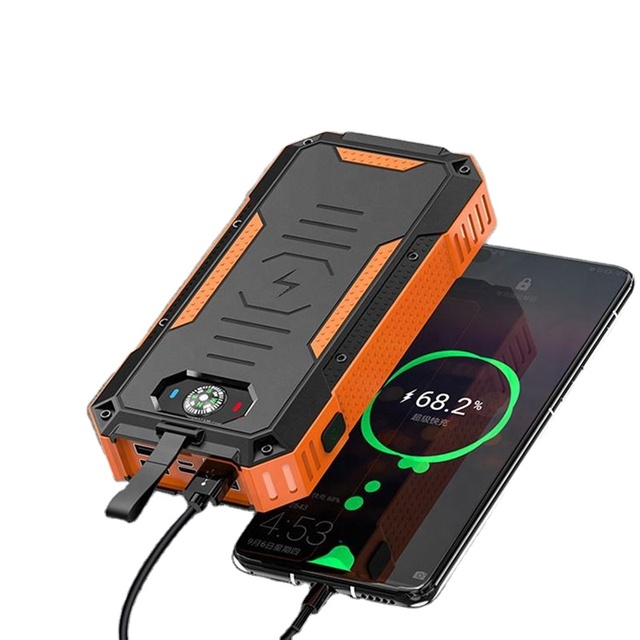 2022 Wireless Solar Power Bank Lager Capacity Waterproof Customized Free Logo 36000mAh Solar Power Bank
