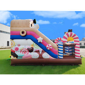 Grand toboggan gonflable rose pour aire de jeux, château gonflable à sauter, Candy Land, toboggan gonflable à double voie pour enfants - Product Image 6